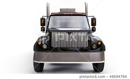 Large black truck tanker with a polished metal Large black truck tanker with a polished metal 48694760