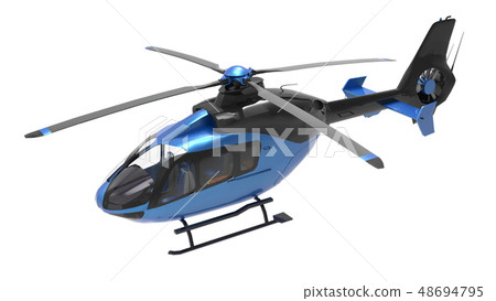 Blue helicopter isolated on the white background. Blue helicopter isolated on the white background. 48694795