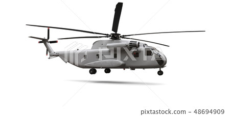 Military transport or rescue helicopter on white Military transport or rescue helicopter on white 48694909