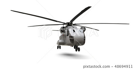 Military transport or rescue helicopter on white 48694911