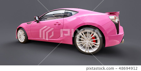 Pink small sports car coupe. 3d rendering. Pink small sports car coupe. 3d rendering. 48694912