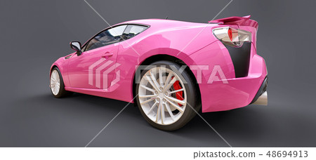 Pink small sports car coupe. 3d rendering. Pink small sports car coupe. 3d rendering. 48694913
