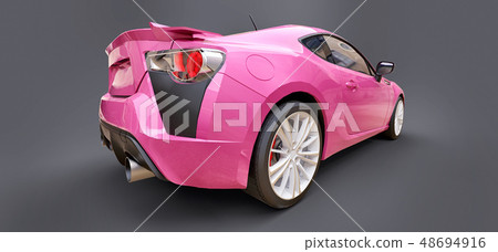 Pink small sports car coupe. 3d rendering. Pink small sports car coupe. 3d rendering. 48694916
