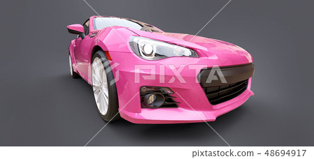 Pink small sports car coupe. 3d rendering. Pink small sports car coupe. 3d rendering. 48694917