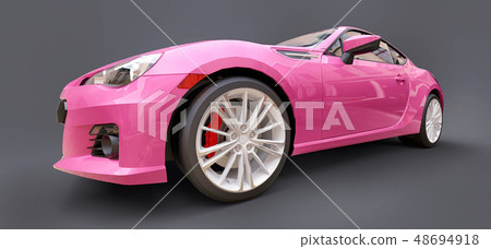 Pink small sports car coupe. 3d rendering. Pink small sports car coupe. 3d rendering. 48694918