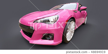 Pink small sports car coupe. 3d rendering. Pink small sports car coupe. 3d rendering. 48694919
