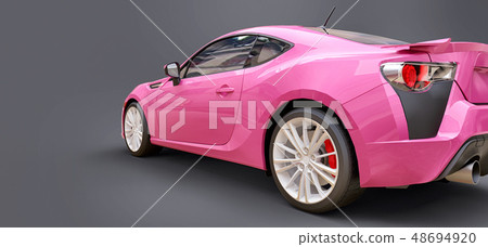 Pink small sports car coupe. 3d rendering. 48694920