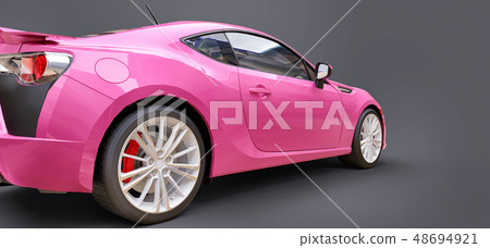 Pink small sports car coupe. 3d rendering. Pink small sports car coupe. 3d rendering. 48694921