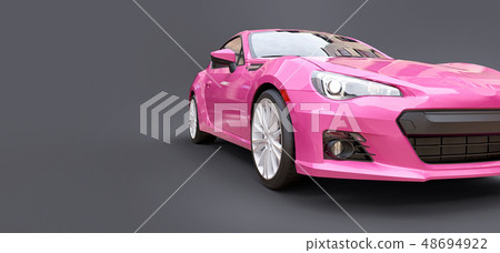 Pink small sports car coupe. 3d rendering. 48694922