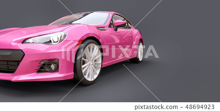 Pink small sports car coupe. 3d rendering. Pink small sports car coupe. 3d rendering. 48694923