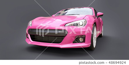 Pink small sports car coupe. 3d rendering. Pink small sports car coupe. 3d rendering. 48694924