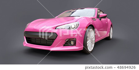 Pink small sports car coupe. 3d rendering. Pink small sports car coupe. 3d rendering. 48694926