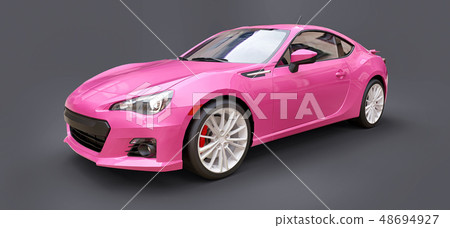 Pink small sports car coupe. 3d rendering. Pink small sports car coupe. 3d rendering. 48694927