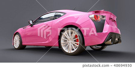 Pink small sports car coupe. 3d rendering. Pink small sports car coupe. 3d rendering. 48694930