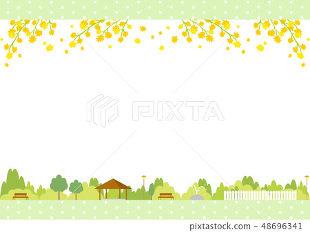 Mimosa dot frame landscape illustration 48696341