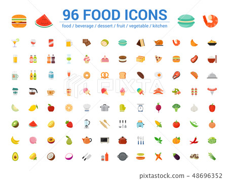 96 food full color icons set. Vector illustration 96 food full color icons set. Vector illustration 48696352