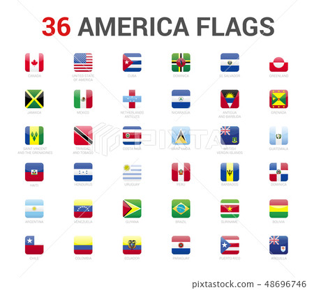 America flags of country. 36 flag square vector 48696746