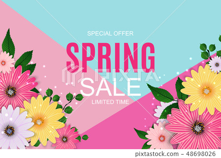 Spring Sale Cute Background with Colorful Flower Spring Sale Cute Background with Colorful Flower 48698026