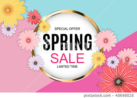 Spring Sale Cute Background with Colorful Flower Spring Sale Cute Background with Colorful Flower 48698028