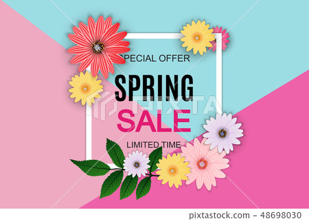 Spring Sale Cute Background with Colorful Flower Spring Sale Cute Background with Colorful Flower 48698030