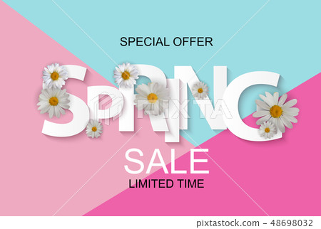 Spring Sale Cute Background with Colorful Flower 48698032