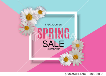 Spring Sale Cute Background with Colorful Flower 48698035