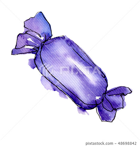 Caramel hard candy. Watercolor sweets for background illustration set. Isolated dessert food 48698842