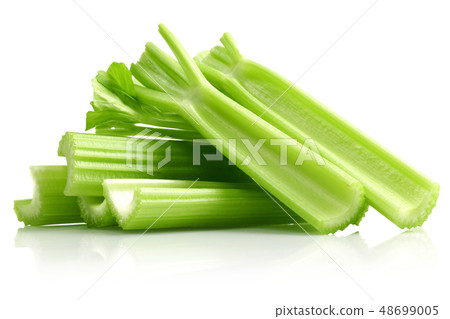 Fresh celery stalks and leaves isolated 48699005