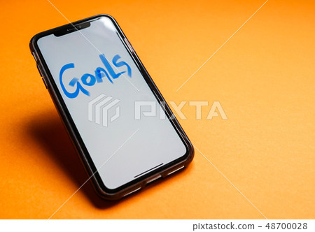 Goals text written on smart phone Goals text written on smart phone 48700028