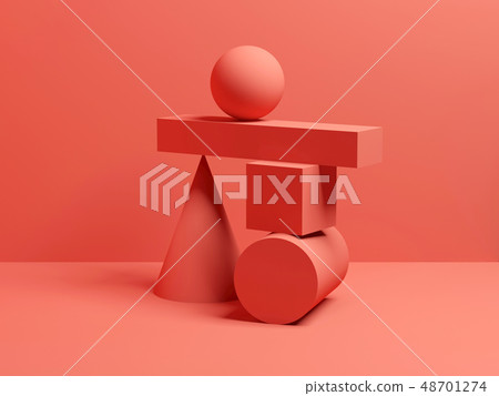 Abstract equilibrium red digital still life 3 d 48701274