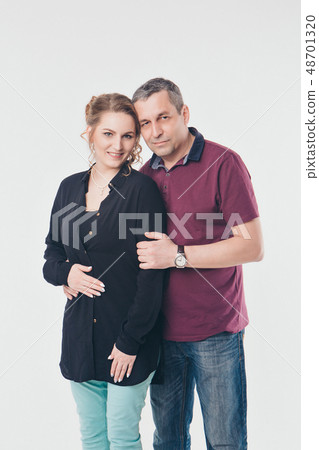 couple in love hugs on white background. man and couple in love hugs on white background. man and 48701320