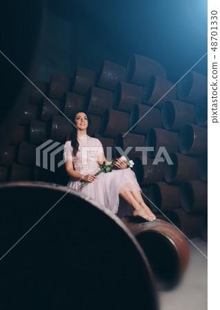 March 8: beautiful girl in a light dress barefoot March 8: beautiful girl in a light dress barefoot 48701330