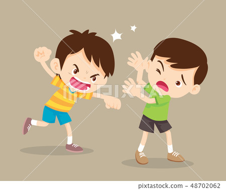 angry boy hitting him friend 48702062