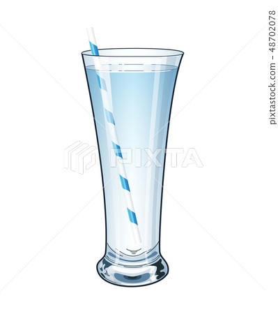 A glass of fresh clear water with Juice tube. 48702078