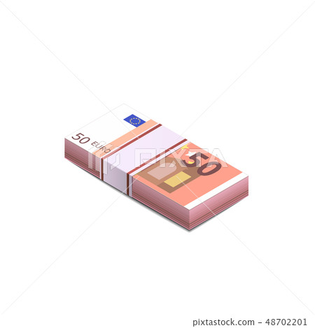 Bright fifty euro banknotes in stack Bright fifty euro banknotes in stack 48702201