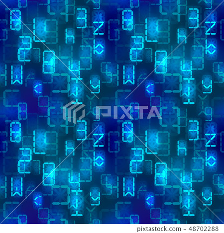 Lot of bright blue digital retro electronic signs Lot of bright blue digital retro electronic signs 48702288