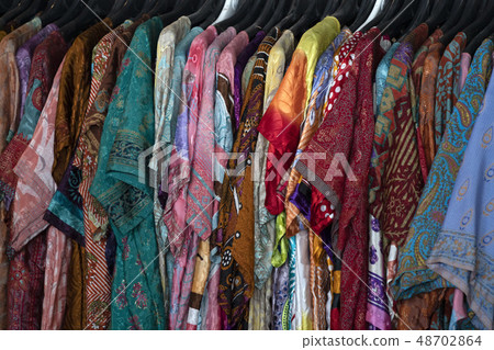 India clothes at the market for sale 48702864