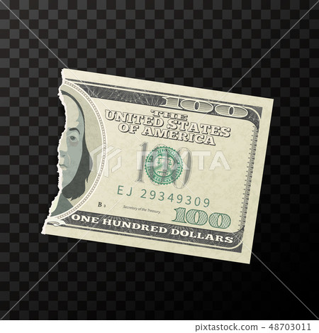 Half piece of fake one hundred US dollars banknote 48703011