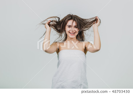 Forgetting that I am an adult. Playful, happy and children's attractive female rough hair, smiling Forgetting that I am an adult. Playful, happy and children's attractive female rough hair, smiling 48703430