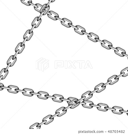 Glossy metal crossed chains isolated on white 48703482