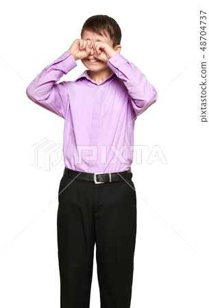 Boy posing on white background 48704737