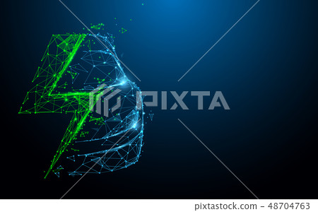 Electric car icon from lines and particle 48704763