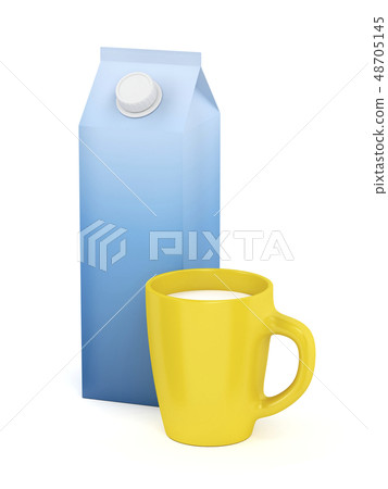 Cup of milk and carton of milk Cup of milk and carton of milk 48705145