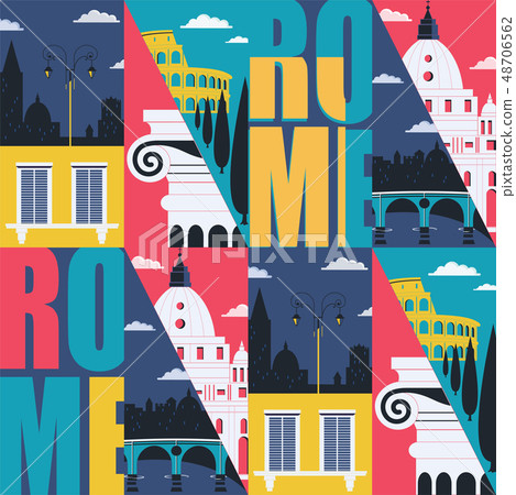 Rome, Italy vector seamless pattern - Stock Illustration [48706562] - PIXTA
