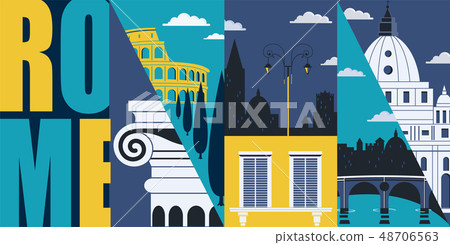 Rome, Italy vector banner, illustration - Stock Illustration [48706563 ...