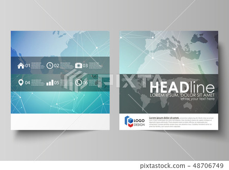 The minimalistic vector illustration of the editable layout of two square format covers design 48706749