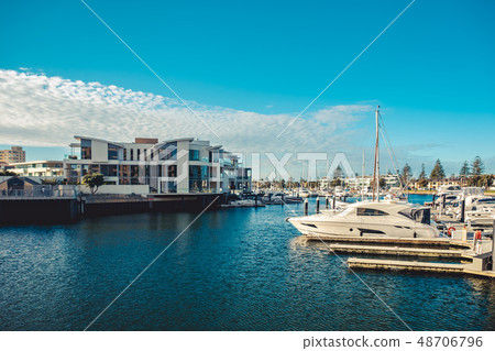 Private boats docked in Patawalonga Boat Haven in 48706796