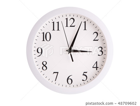 Wall clock with a round white dial. Wall clock with a round white dial. 48709602
