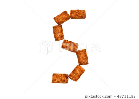 Alphabet made up of cookies on a white isolated 48711182