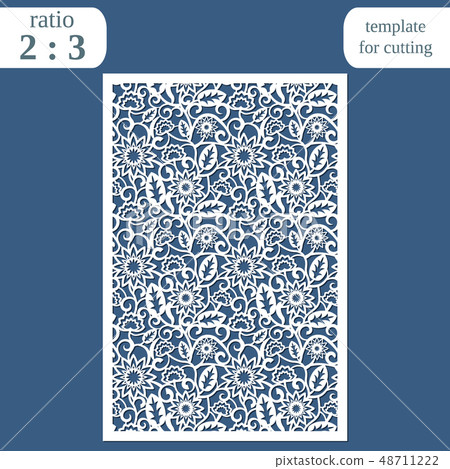 Laser cut wedding card template, paper openwork Laser cut wedding card template, paper openwork 48711222